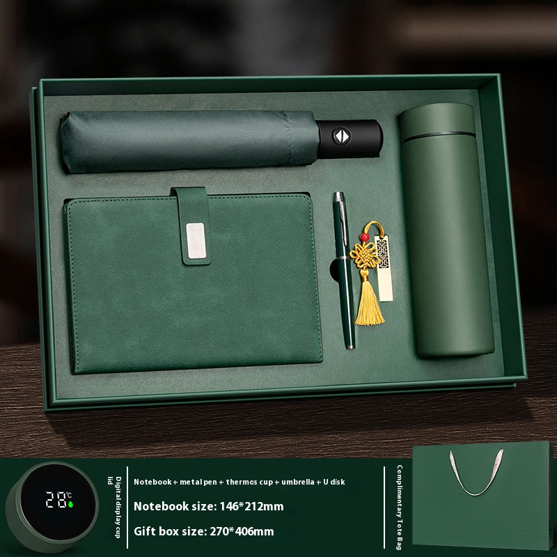 Besery Customization Luxury PU Leather Silk Screen Printed Vacuum Cup Business Notebook Gift Items Souvenir Office Set Gift Set 2