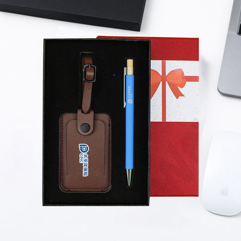 Besery Promotional Business Corporate Luxury PU Leather Pen Luggage Baggage Tag Set A5 Notebook Travel Registry Office Gift Sets