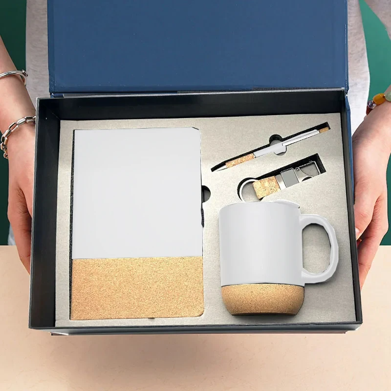 Besery Eco-Friendly Wood Business Souvenirs Keychain Notebook with Pen Mug for Personalized Promotional Corporate Gift Box Set