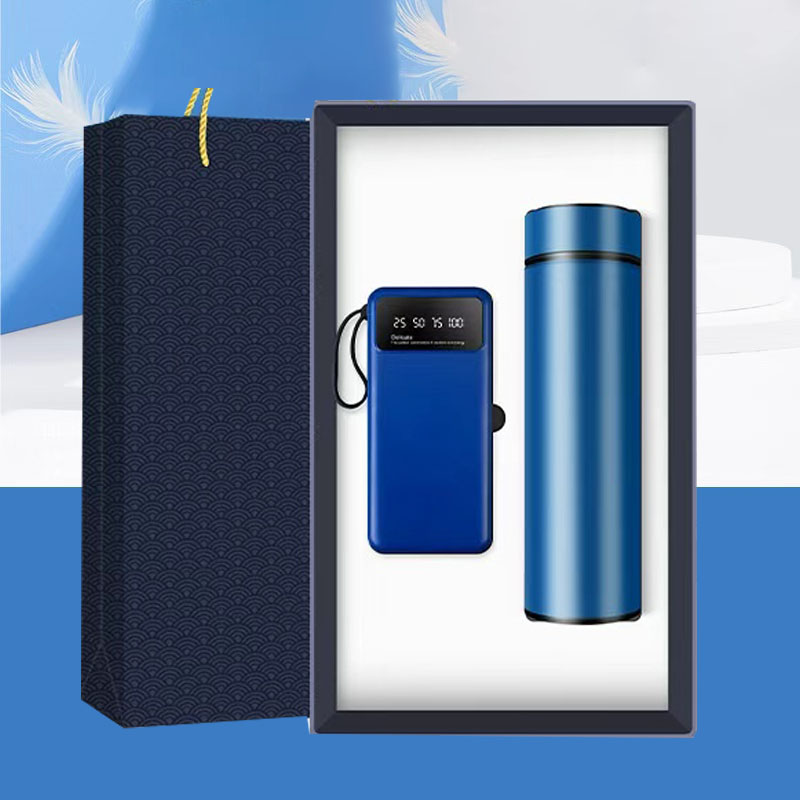 Besery 2 in 1 Business Souvenir Corporate Office Promotion Thermos Cup and  Power Bank  Gift Set