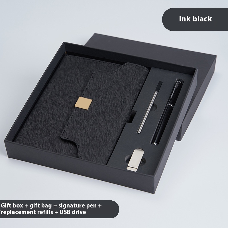 Besery Promotion Personalized Business Corporate Office Festive Gift Set A5 Leather Notebook with Pen and USB Giveaways