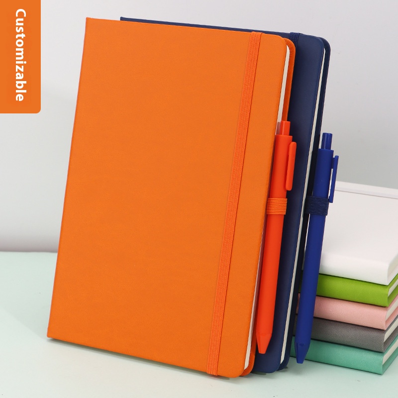 Besery A5 Elastic Band Leather Cover Custom logo Promotion Corporate Office Notebook Business Souvenir Gift Set