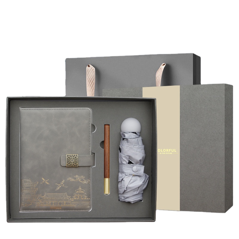 Besery High-end Luxury Promotion Business Corporate Gift Set Personalized Customization Pu Notebook with Pen and Umbrella