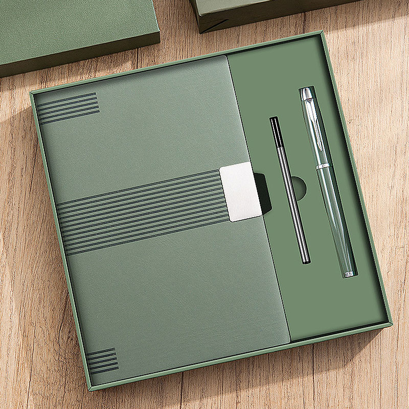 2026 New Promotional Luxury Business Customized A5 PU Leather Silk Screen Printed Exquisite Notebook Gift Stationery Set