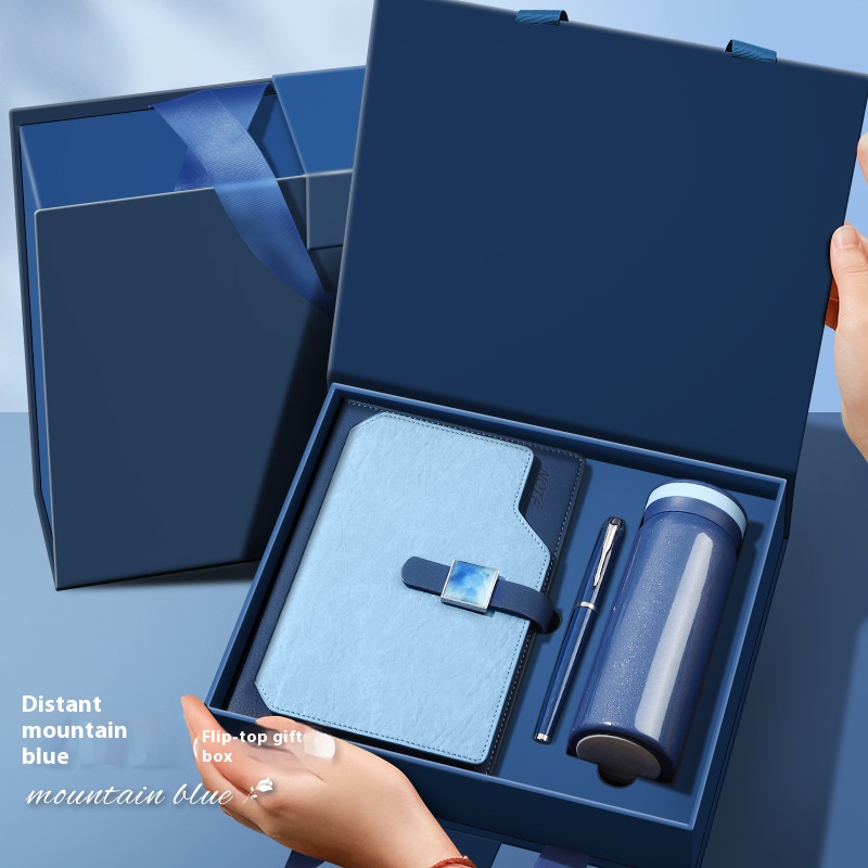 Besery Simple and Fashionable Customize Personalized Logos Business Corporate Gift Promotion Set Notebook with Pen and Bottle