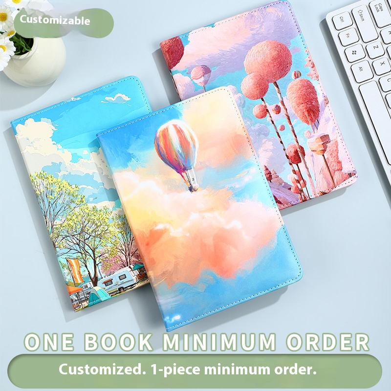 Customizable 200 Pages PU Leather Journal Notebook Printed Style with Custom Logo Promotional Leather Planner Notepad 3
