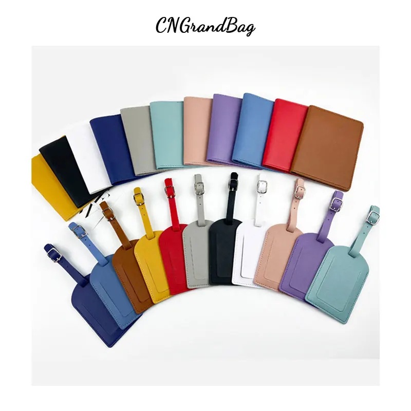 Popular Design Pu Leather Passport Holder Cover Family Travel Luggage Tag-Personalization High Quality Letterpress Gift Set 2