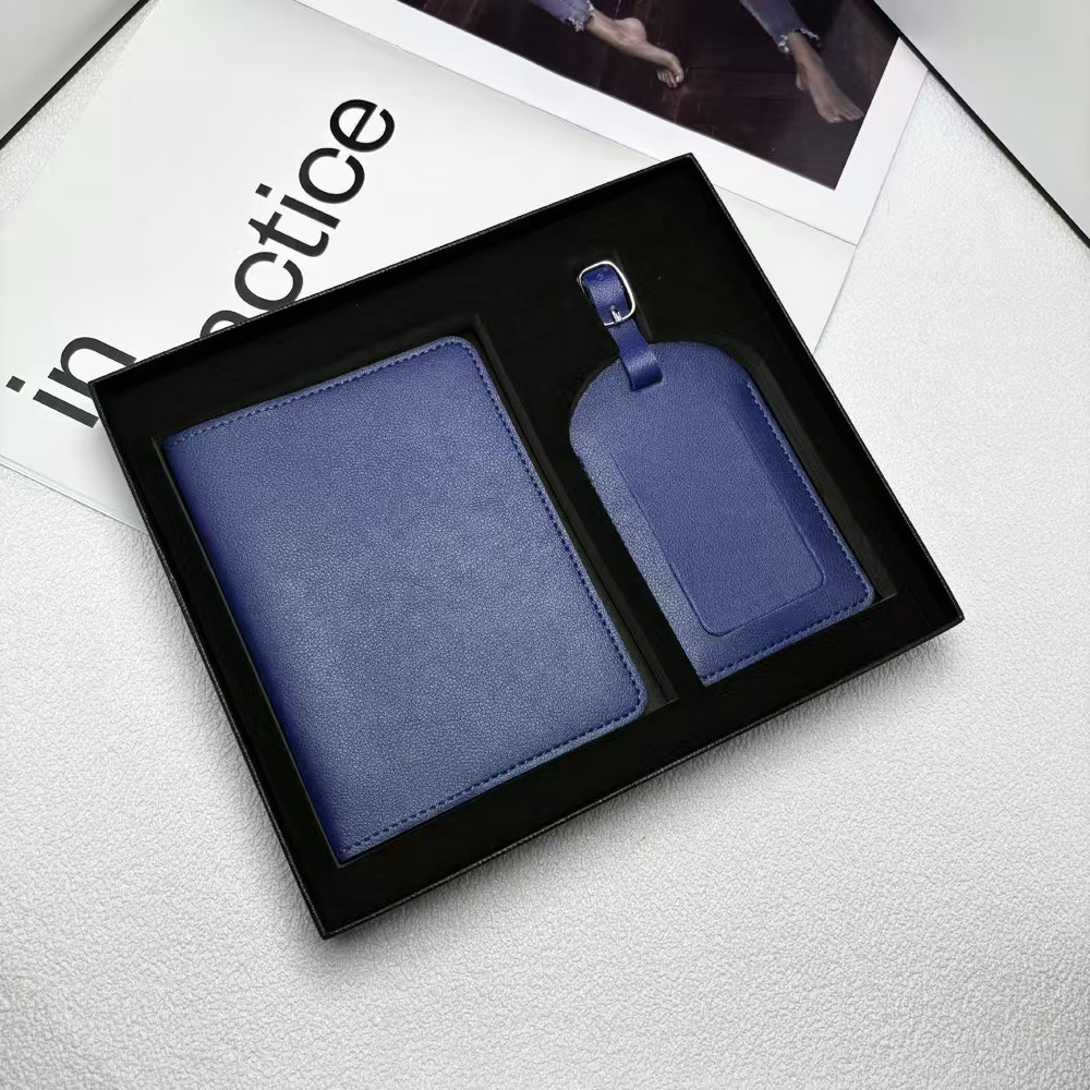 PU Leather Passport Holder & Luggage Tag Set with Custom Logo Personalized High Quality Letterpress Printing
