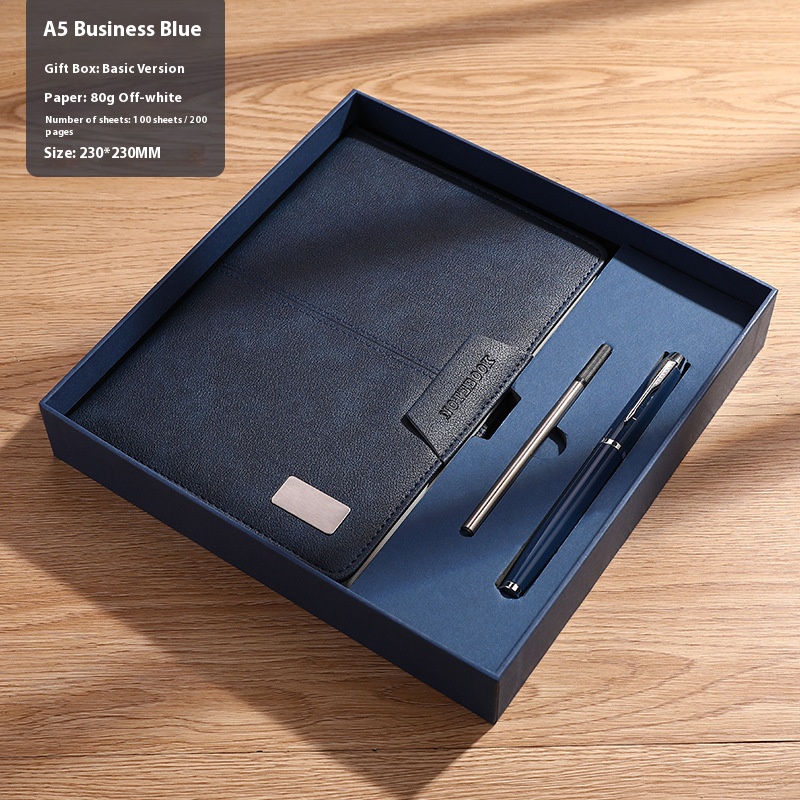 A5 PU Leather Letterpress Printed Notebook Planner Custom Logo Journal Customized Business Office Diary Corporate Gift Set Pen