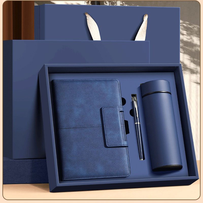 Wholesale A5 PU Leather Men's Business Notebook with Pen Set Customized Logo High-End Gift Box Binding Hand Gift Stationery