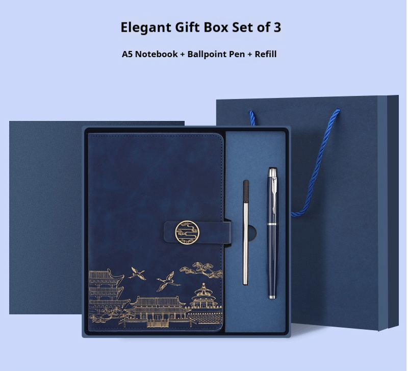 Popular Personalized Gifts Promotional Customizable Business logo Leather A5 Notebook with Pen Luxurious  Corporate Gift Sets 3