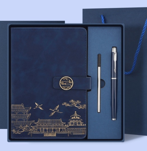 Popular Personalized Gifts Promotional Customizable Business logo Leather A5 Notebook with Pen Luxurious  Corporate Gift Sets
