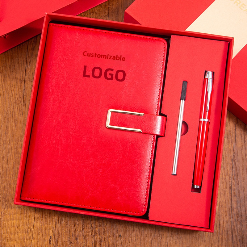 Promotional Business Souvenir Gift Set Supports Custom LOGO A5 Thickened Leather Notebook with Pen Luxury Corporate Gift Set