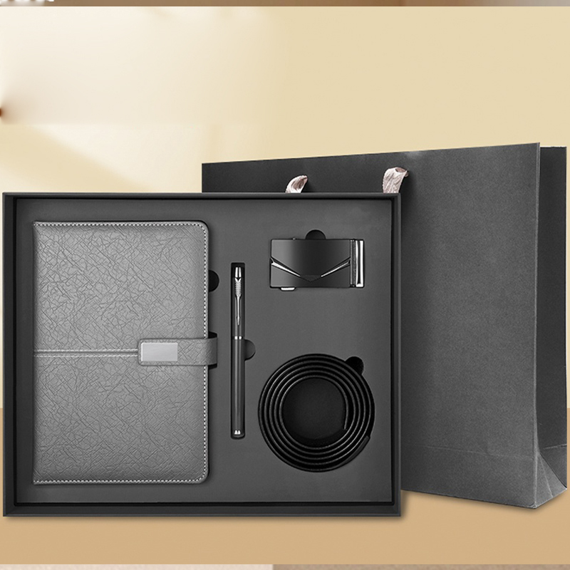 Customizable Business Leather Notebook with Box Pen Pu Belt for Men Custom Logo Luxury Promotional Corporate Gift Sets Embossed