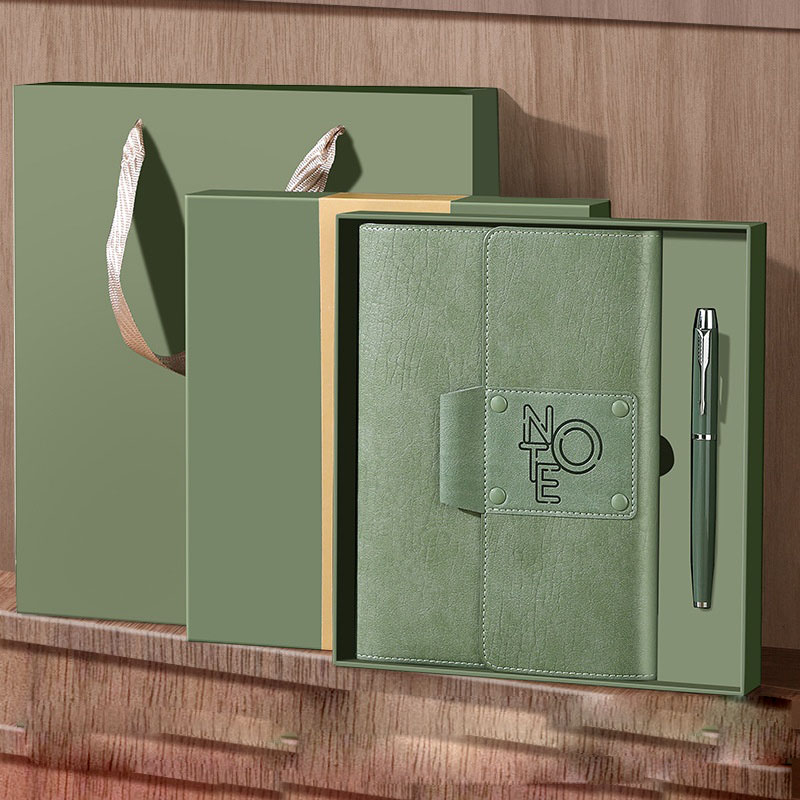 Custom Luxury Pu Leather Embossed Gift Box A5 Notebook Journal Pen Business Corporate Promotional Gift Set