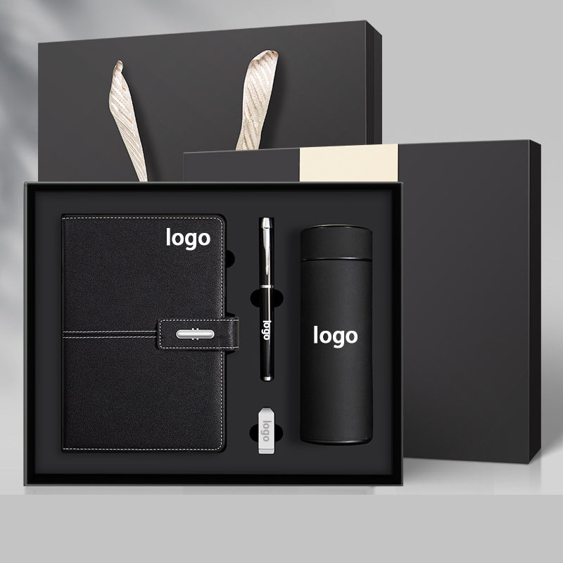 2025 Custom Leather Office Combo Personalized NotebookPen Insulated Water Bottle Usb Set with Gift Packaging