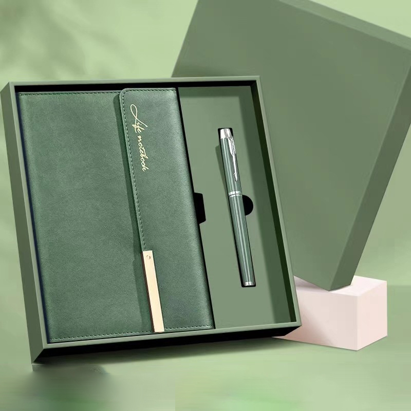 2026 High Quality Luxury PU Leather Office Corporate Gift Business Set Promotional Notebook Diary Customizable 2-in-1 Pen Gift