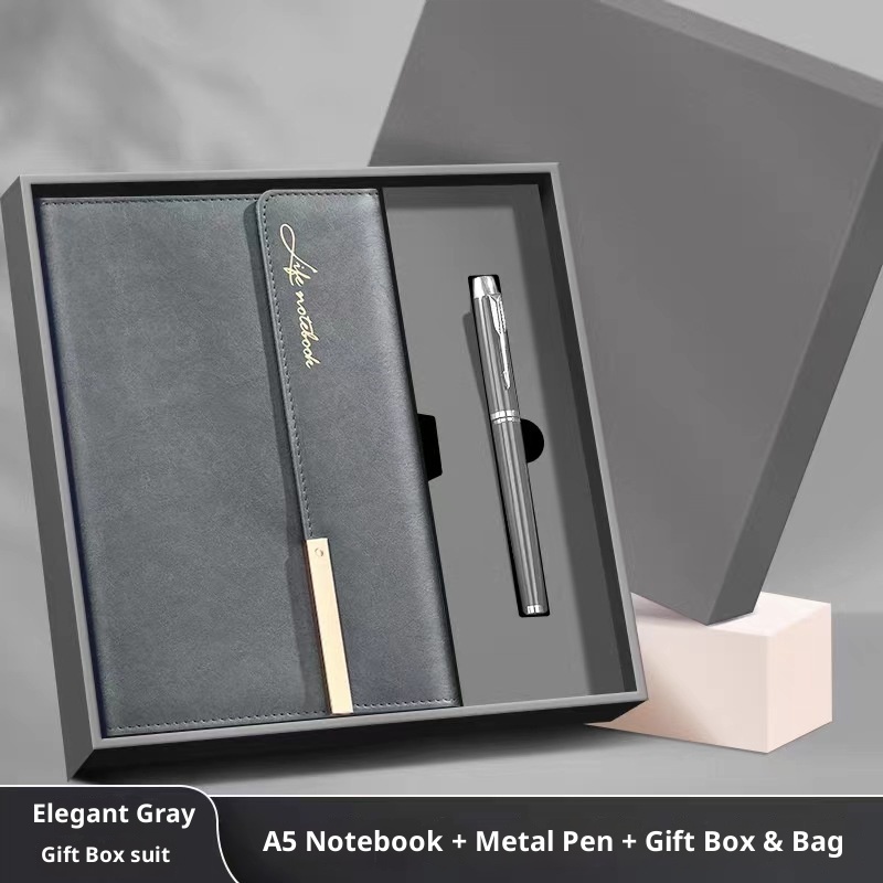2026 Custom Business Office Promotional Luxury Gift Items A5 Pu Leather Embossed Journal Diary Notebook Corporate Gift Box Set 3