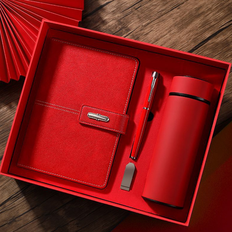 Custom Diary Luxury White PU Leather Notebook Gift Box Set Business Gift Thermos Cup Journal Gift Set With Pen and Water Bottle