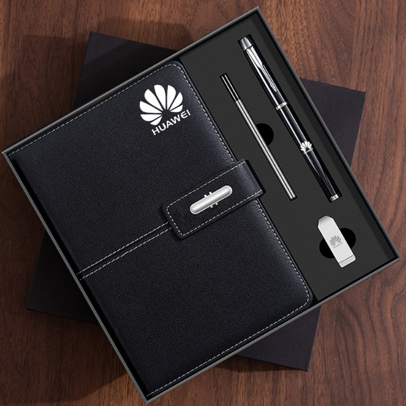 Promotional Customized Personalized High-end Business Office Luxury Gift A5 Leather Hardcover Diary Business Notebook Gift Set