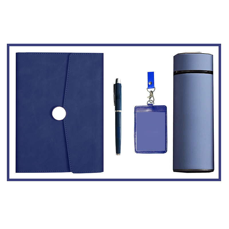 Luxury Business Gifts Custom Logo Vacuum Insulated Flask with ID Pu Leather Card Holder Notebook with Pen Corporate Gift Set 2
