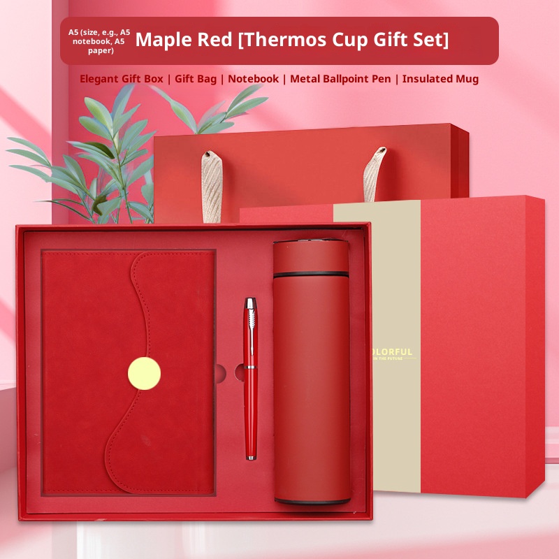 Wholesale Promotional Corporate Promotion Luxury Gifts Gift Set Customizable Logo Notebook Thermos Cup Pen Bottle-Gift Box