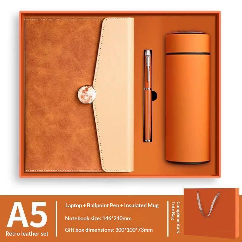 Promotional Luxury A5 Notebook Gift Set with Pen Thermos Cup Customizable logo PU Leather Hardcover Business Corporate Gift Set