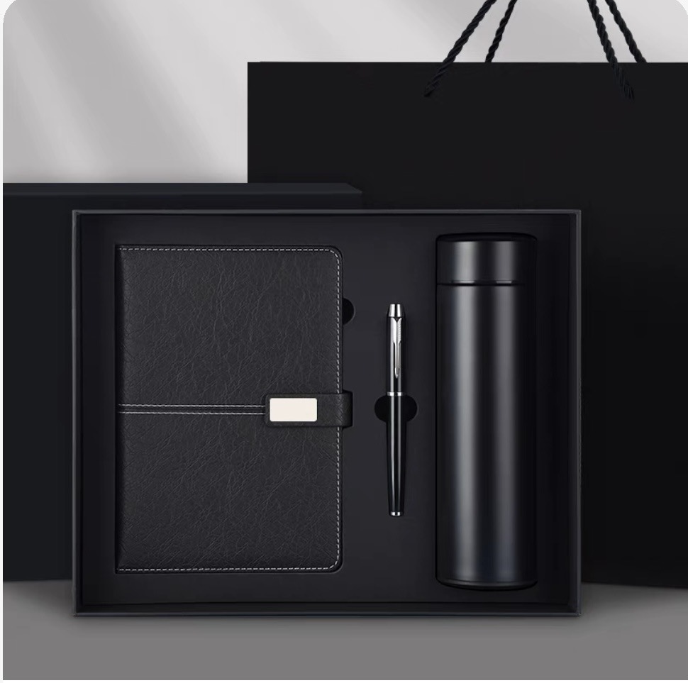 Wholesale Custom Promotional Gift Set with UV Printing Gift Box Packaging-Notebooks Thermos Cups Pens & Water Bottles