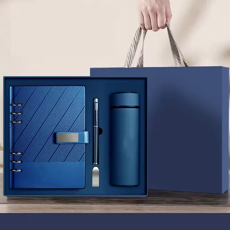 2025 Customized Business PU Leather A5 English Notepad Diary Notebook Official Gift Set Leather Notebook With Box and Pen