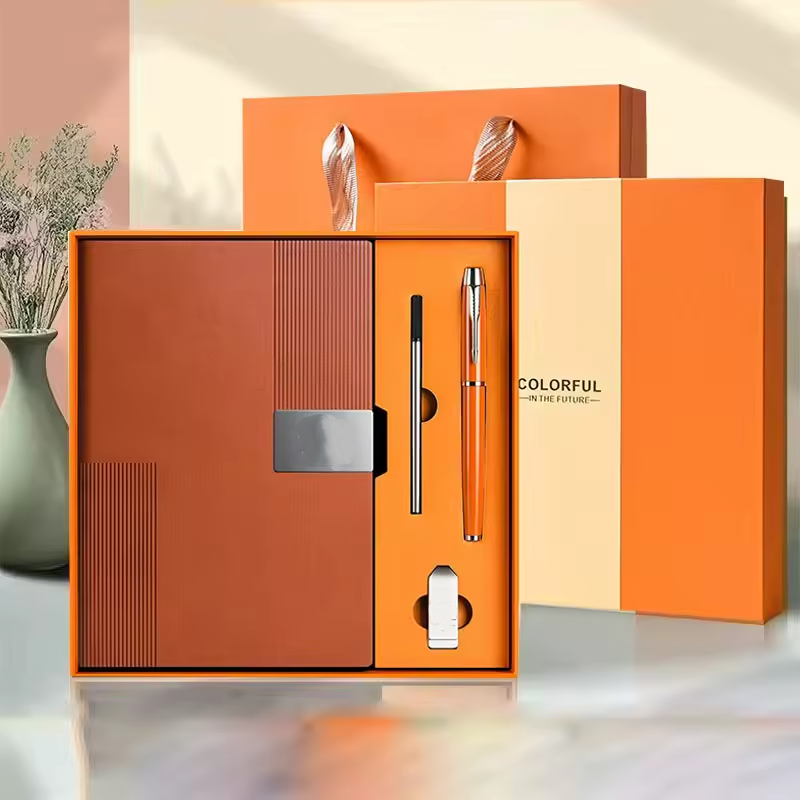 Personalized Customised Office A5 Leather Office Business Luxury Notebooks Gift Corporate Stationery Set With Usb Welcome Gifts