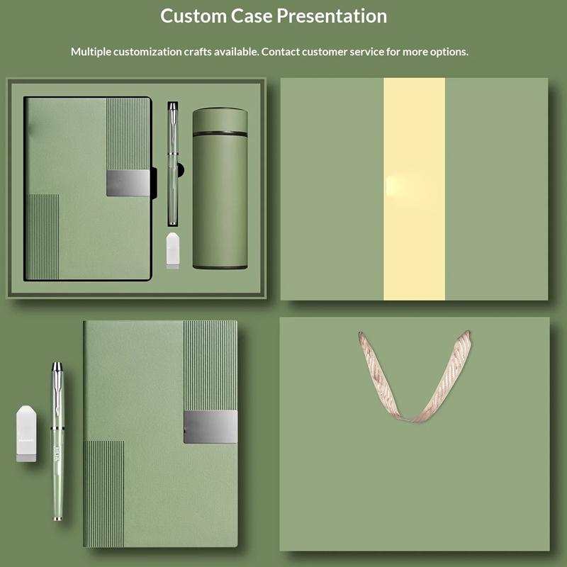 Wholesale Promotional Luxury Business Customized A5 PU Leather Notebook Gift Stationery Set Corporate With Box and Pen Thermos 2
