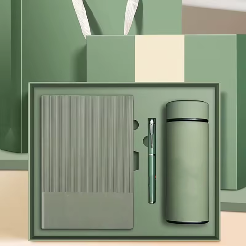 Best-selling Custom Design Logo High-end Event Commemorative Business A5 Leather Notebooks Silk Screen Printed Gift Boxes