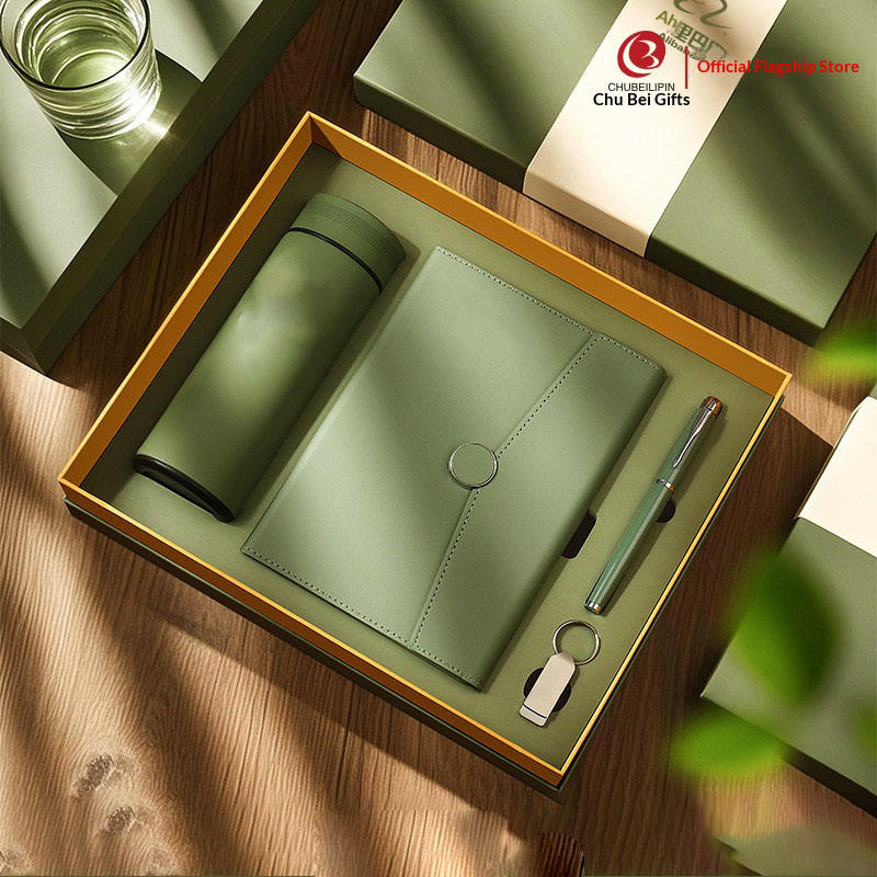 Luxury Business 2026 Gift Box Packaging A4a5 Tumbler Notebook Cover Corporate Logo Custom UV Printed Metal Notebook Set