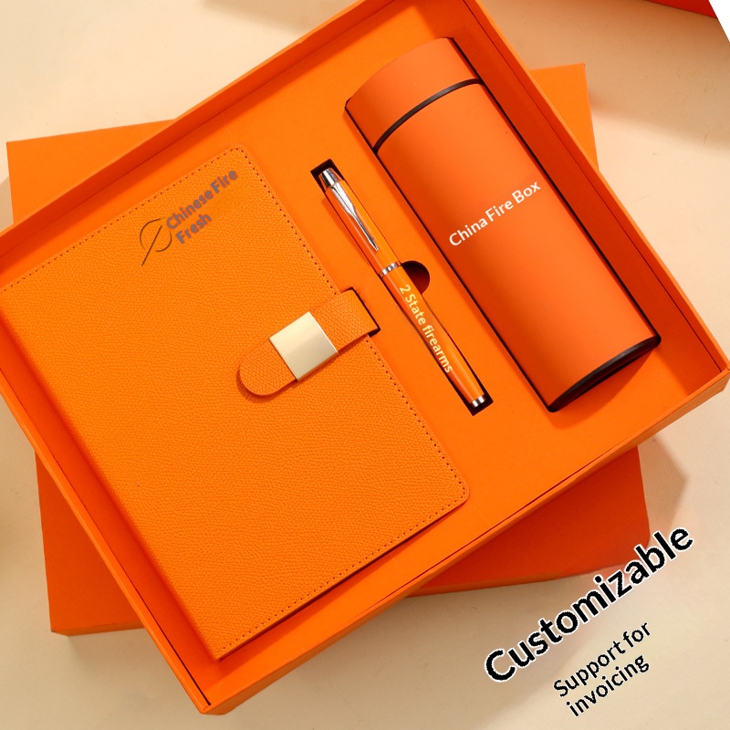 Premium Corporate Gift Set Custom Logo Leather Notebook & Stainless Steel Tumbler with USB Luxury Business Corporate Gift Idea