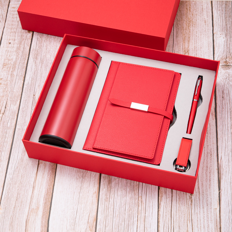 Custom Logo Promotional Luxury Leather Notebook Planner Business Stationary Gift Diary Office A5 With Pen Bottle Gift Box Set