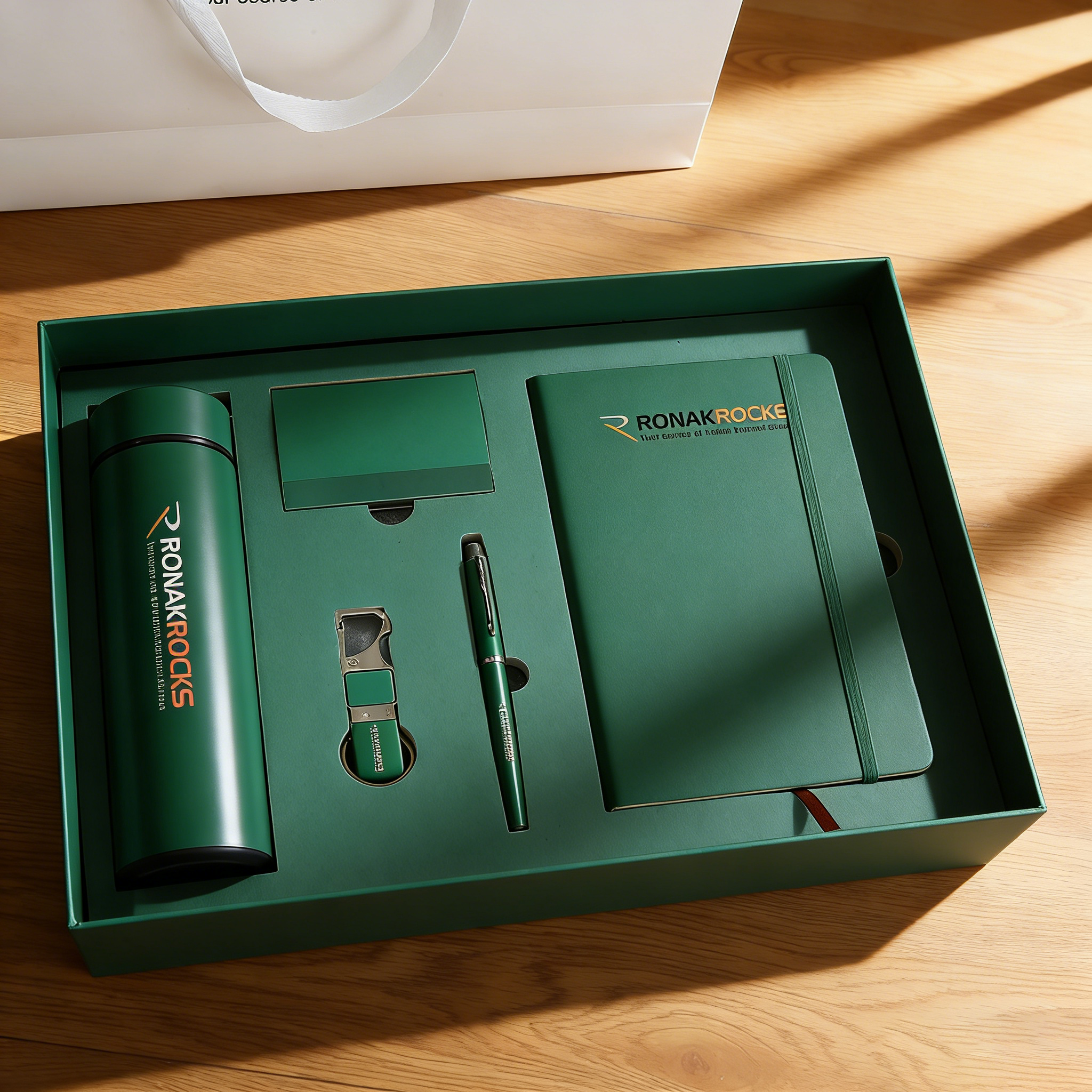 Luxury Custom PU Leather Business Notebook & Water Bottle Gift Set UV Printing Cost-Effective Corporate Promotional Gift Box