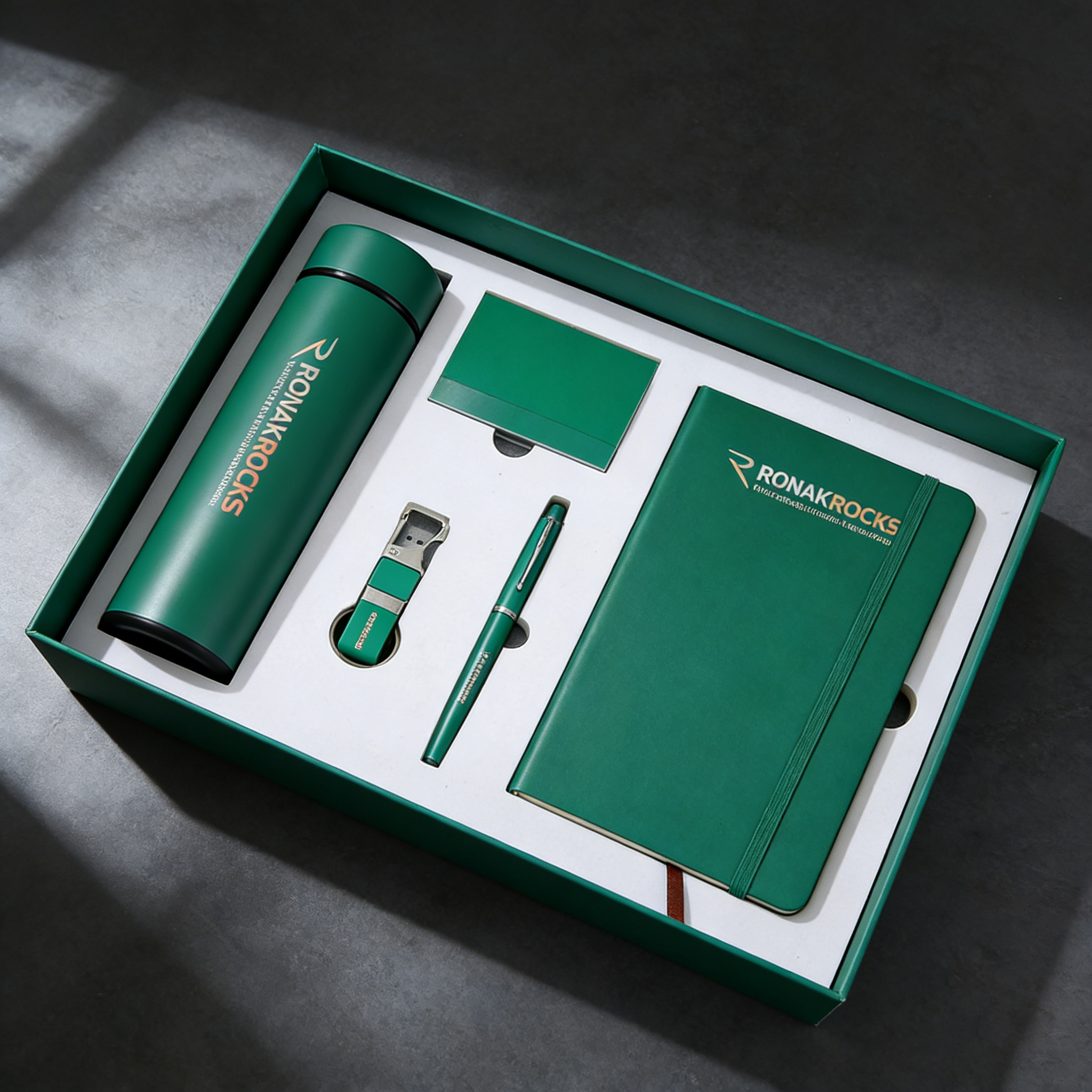 Luxury Custom PU Leather Business Notebook & Water Bottle Gift Set UV Printing Cost-Effective Corporate Promotional Gift Box 3