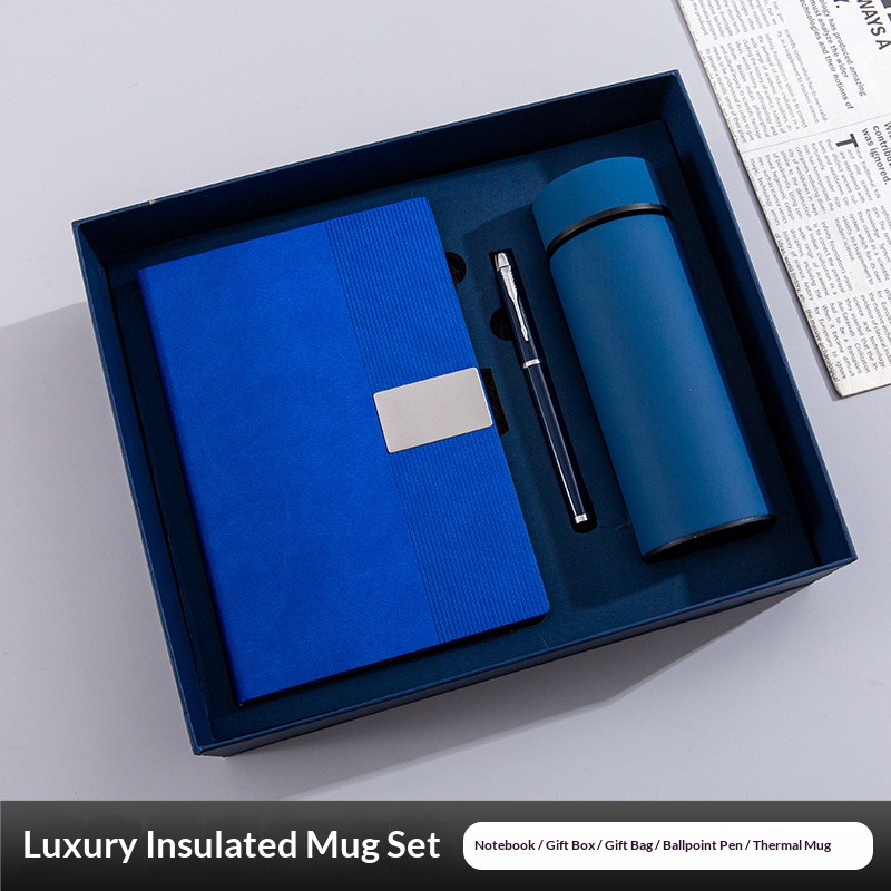 Promotional Luxury Gift Set with Customizable PU Leather Notebook Thermos Cup Pen & Bottle-Custom Logo & Color UV Printing