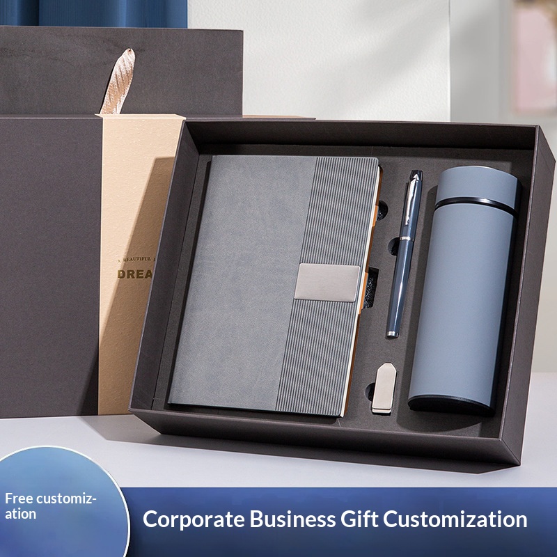 Promotional Luxury Gift Set with Customizable PU Leather Notebook Thermos Cup Pen & Bottle-Custom Logo & Color UV Printing 2