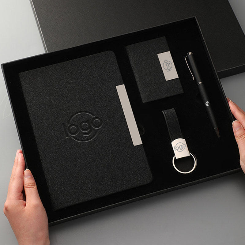 2026 New Custom Promotional Business Gift Sets Corporate Office Executive Gift Item with A5 PU Leather Journal Pen Card Holder