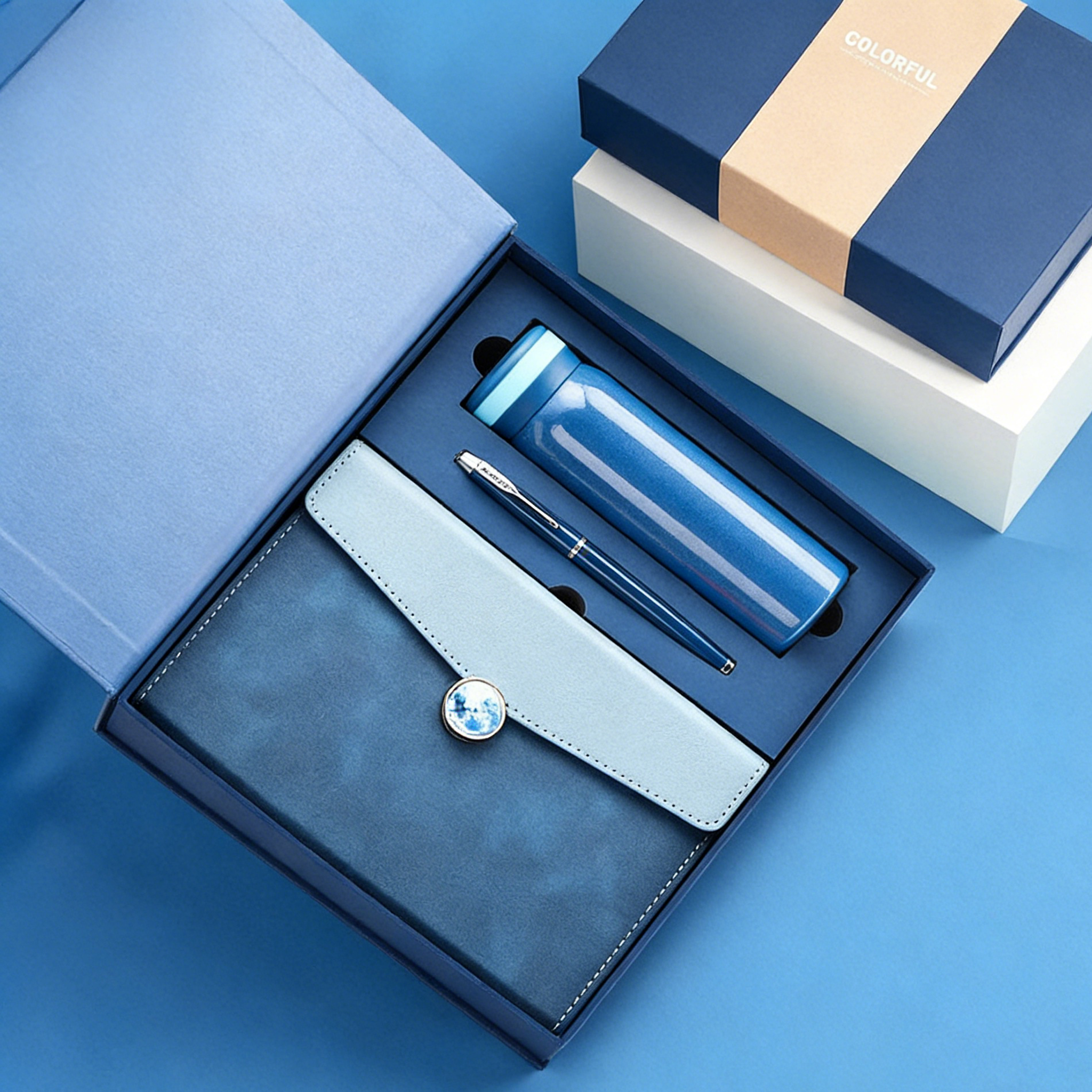 Wholesale A5 PU Leather Men's Business Notebook Set Customized Logo High-End Gift Box Loose-leaf Binding Hand Gift Stationery