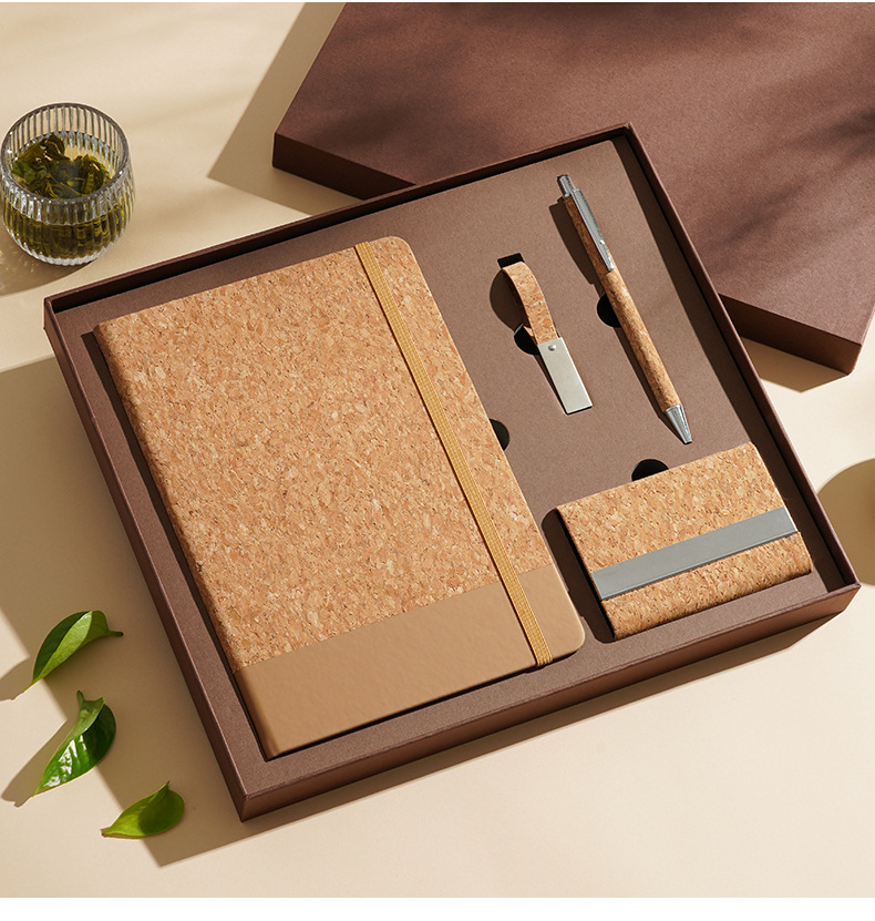 Custom Luxury A5 Notebook Set Hardcover PU Leather Business Journal Pen Card Holder Gift Box Graduation Promotion Multiple