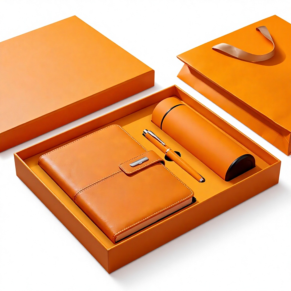 Custom Business Logo Notebook Gift Set Journal, Pen & Thermos in Premium Gift Box | Employee Client Company Gifts