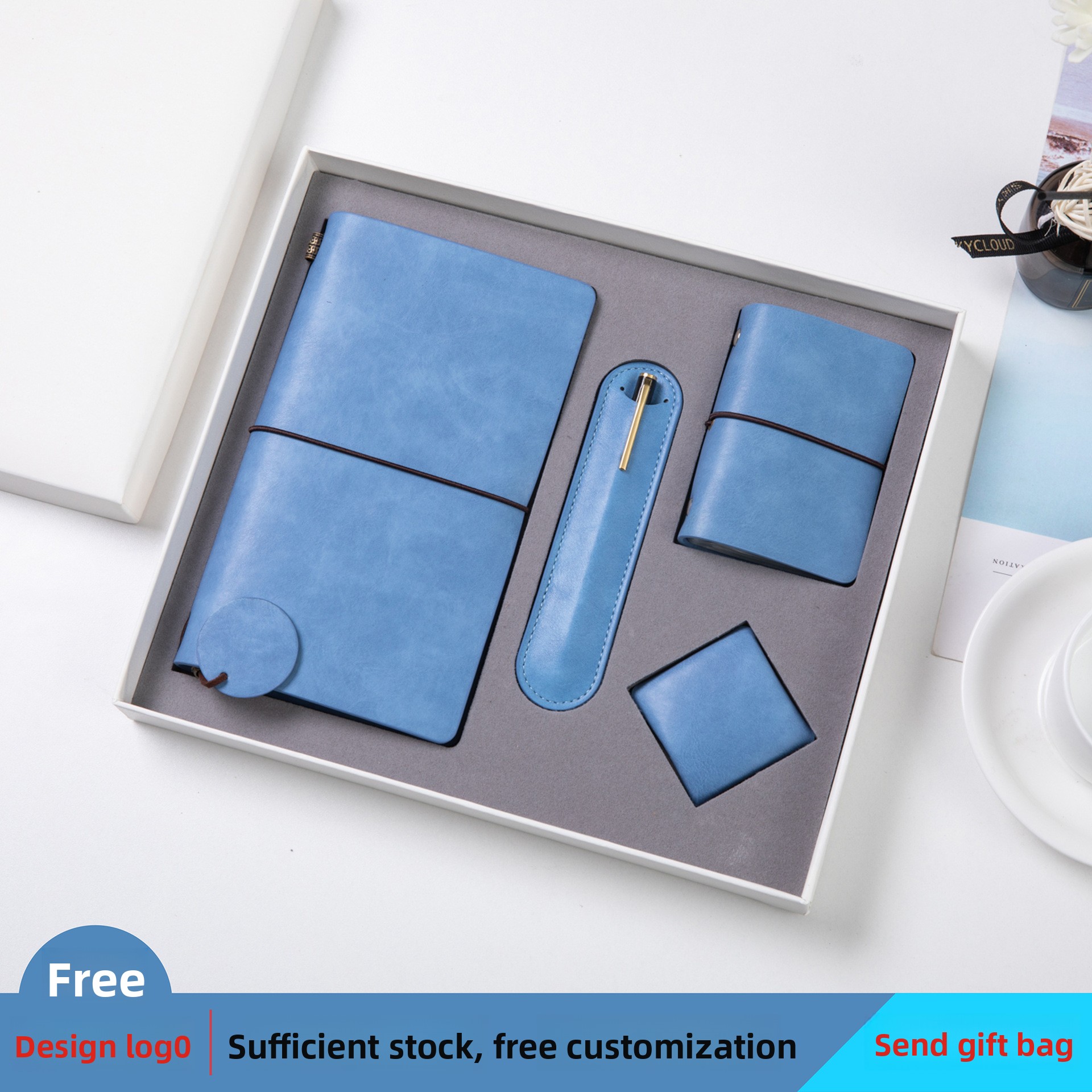 2027 Promotional Items Pu Notebook Executive Corporate Business Stationary Gift Custom Logo Office A5 With Pen Gift Box Set