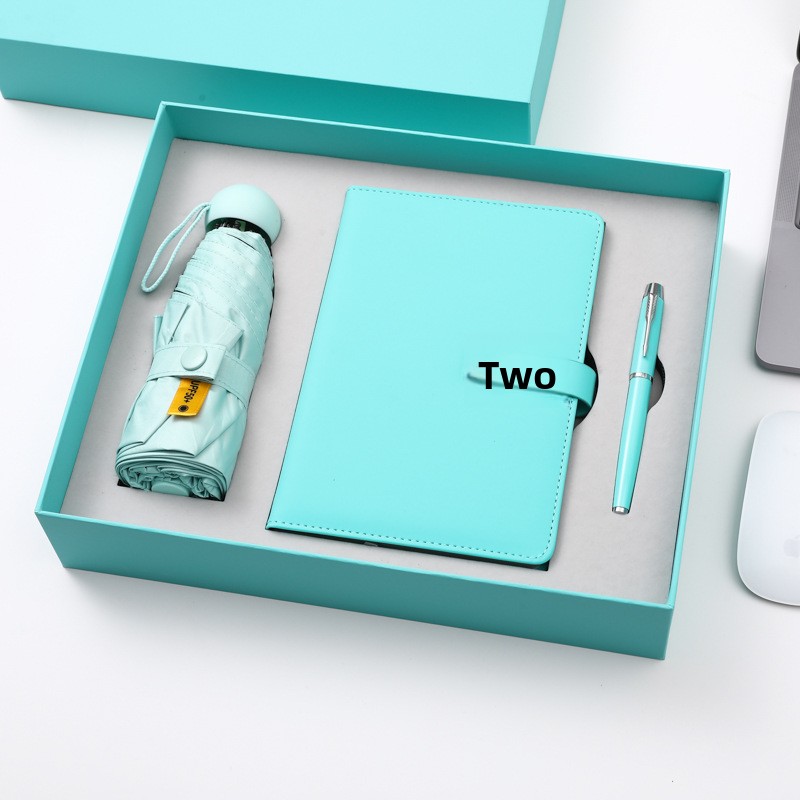 Business Gift Set Notebook with Pen Umbrella Small Fresh Five-fold Umbrella Notepad USB Accompanying Corporate Gift Plus Logo