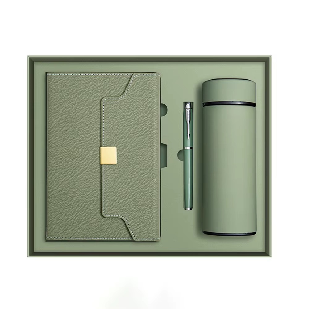 Custom Luxury A5 Notebook Set Hardcover PU Business Journal with Pen Thermos Cup & Gift Box Graduation Promotion Multiple Colors