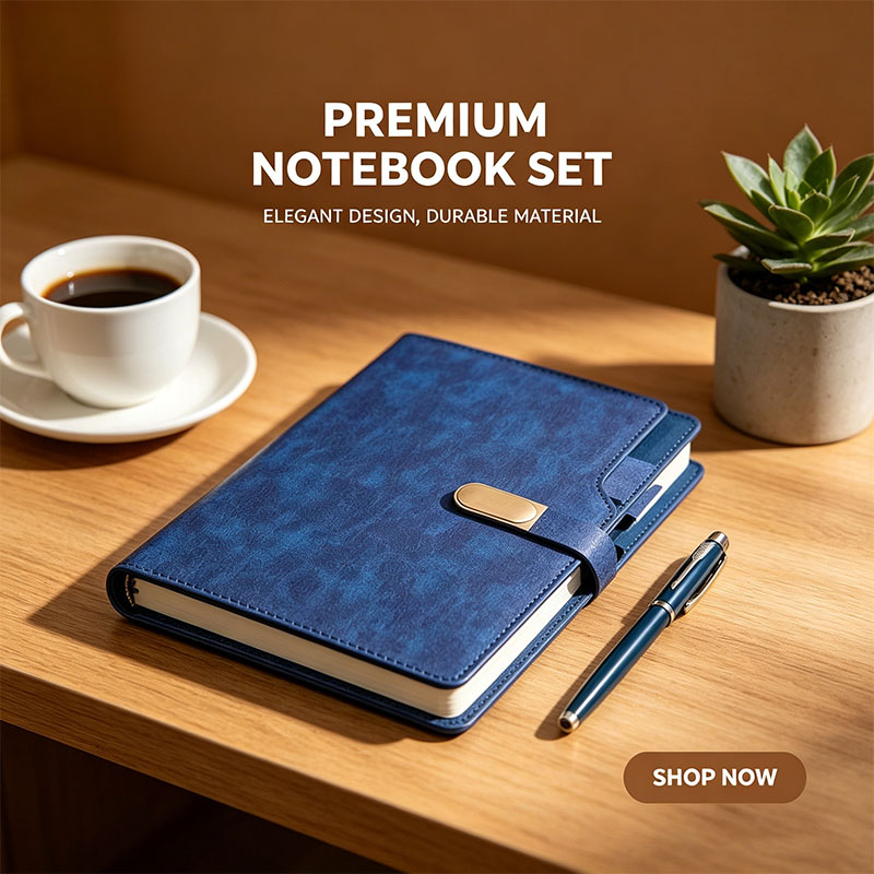 Custom Luxury Set Pu Leather Soft Leather Skin Feel Office Convenience A5 Notebook Set Journal With Pen for Business 2
