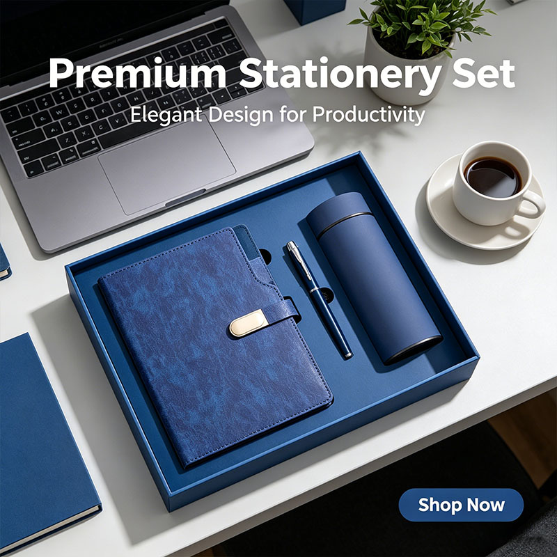 Custom Luxury Set Pu Leather Soft Leather Skin Feel Office Convenience A5 Notebook Set Journal With Pen for Business