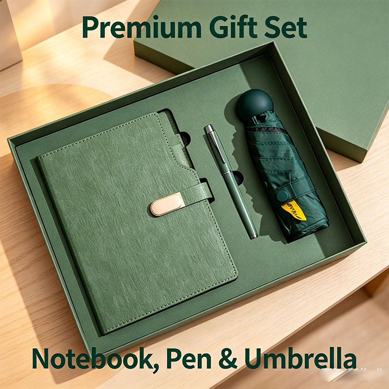 2027 New Arrival Promotional Business Notebook with Pen Umbrella Gift Set Custom Logo Luxury Set for Advertising