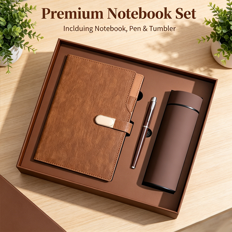 Wholesale Promotional Luxury Gifts Items Notebook Business Gift Thermos Cup Customizable Note Book Gift Set With Pen and Bottle